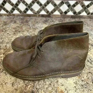 Clarks Bushacre 2 Chukka Boots Brown Suede Leather Mens 8M Lace Up Preppy